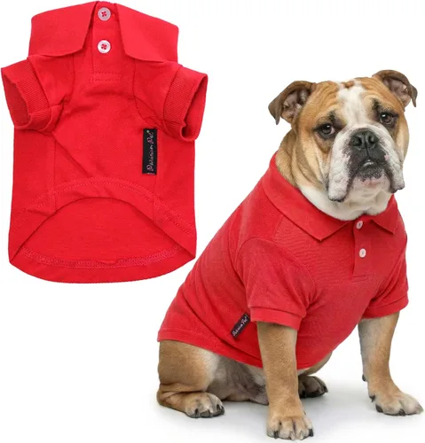 Miniatura 10 de Parisian Pet Polo para perro – Camisa de algodón transpirable en amarillo sólido – Ropa de verano tipo pullover con cuello abotonado para perros