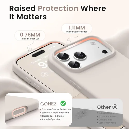 Miniatura 641 de GONEZ Funda de silicona para iPhone 15 Pro Max, compatible con Magsafe, protector de cámara + protector de pantalla, forro de microfibra suave