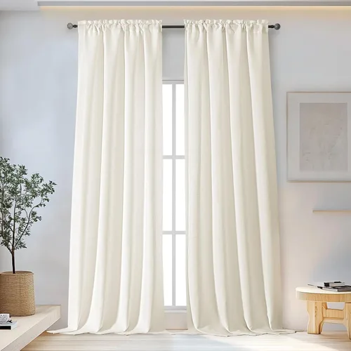 Miniatura 30 de OWENIE Bob Juego de 2 Paneles de Cortinas Negras de Cocina para Ventanas de 36 Pulgadas de Largo, Cortinas Cortas de Café con Textura de Lino