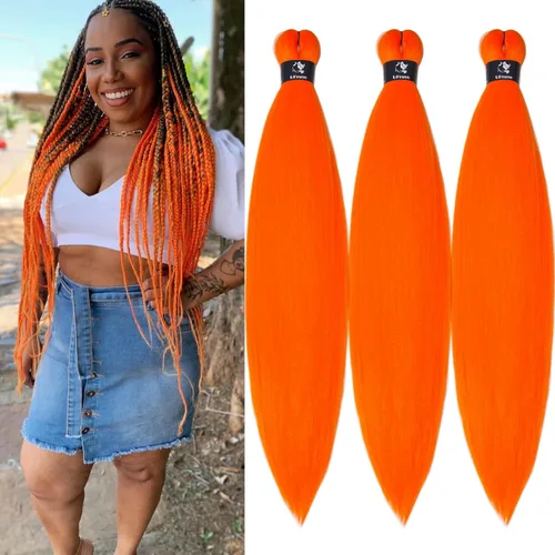 Miniatura 73 de pelo trenzado preestirado marrón, pelo trenzado Kanekalo, pelo trenzado preestirado de 26 pulgadas, 6 paquetes plegados, textura Yaki, extensiones