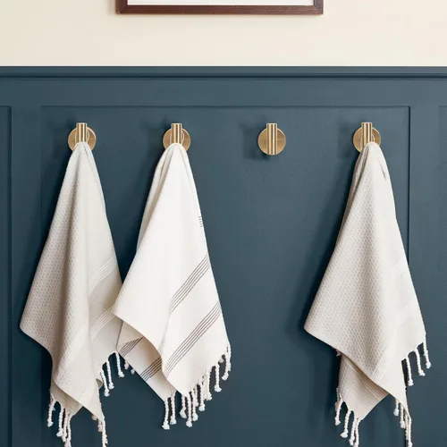 Miniatura 4 de TUNNY Paquete de 3 ganchos redondos para toallas de baño, color dorado champán para batas y abrigos para baño y dormitorio