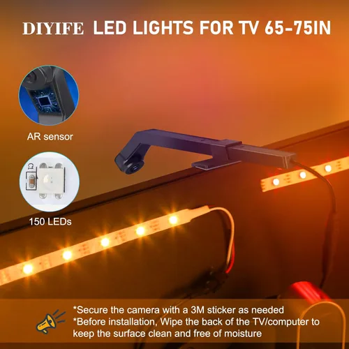 Miniatura 4 de Diyife Retroiluminación LED de TV de 16.4 pies con sensores AR sincronizados con televisores de 65 a 75 pulgadas [actualizada], tira