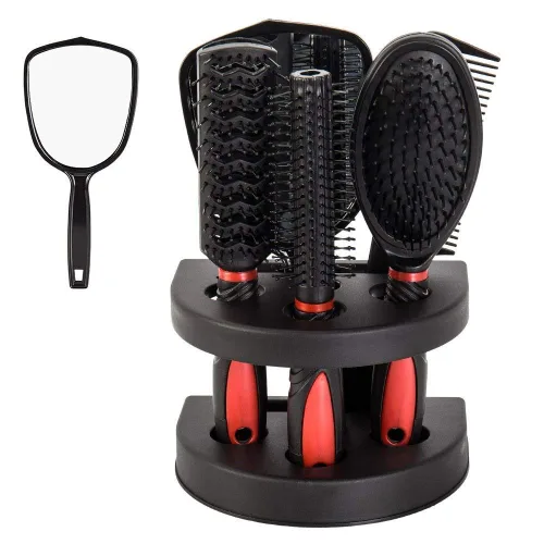 Miniatura 9 de Juego de 5 peines de pelo profesionales para salón de belleza, juego de brochas de peluquería para peluquería, espejo y soporte, kit de peine
