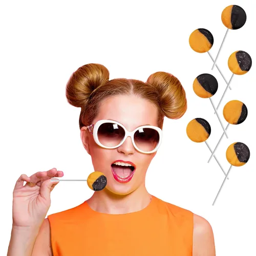 Miniatura 2 de Fruidles Paleta plana naranja y negra, ideal para rellenar bolsas de golosinas de Halloween, envueltas individualmente (media libra)