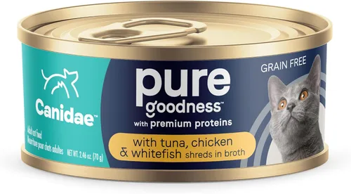 Miniatura 8 de Canidae Pure Adore - Alimento húmedo prémium para gatos, atún, pollo y caballa en caldo, 2.46 onzas (caja de 24), sin granos