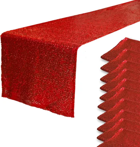 Miniatura 43 de JYFLZQ Camino de mesa de lentejuelas negras de 12 x 72 pulgadas, manteles de mesa de tela con lentejuelas negras brillantes - Caminos brillantes