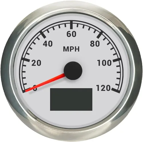 Miniatura 24 de ELING Velocímetro GPS de 3 3/8 pulgadas (3.346 in) 0-200 MPH con kilometraje total Tripmeter Curso sobre el suelo 12V 24V con 8 colores Negro+Negro