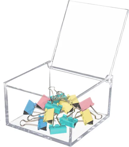 KissYou Caja de acrílico con tapa, caja transparente con tapa con bisagras, almacenamiento de acrílico, soporte para cápsulas de café, organizador