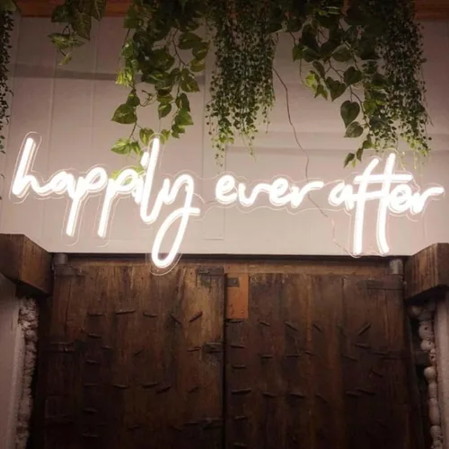 Miniatura 3 de Letrero de neón con texto en inglés "Happily Ever After", letrero de neón personalizado, decoración hecha a mano, para colgar en la pared, letrero