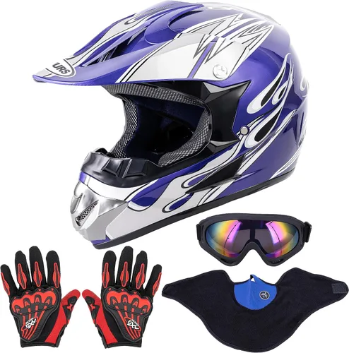 Miniatura 11 de OUMURS Casco de motocross para adultos con gafas, guantes y máscara, casco de motocross ATV unisex para adultos, hombres y mujeres, visera solar