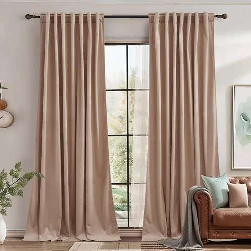 Miniatura 44 de StangH Cortinas de terciopelo súper suaves con pestaña trasera, cortinas azul marino para puerta corredera, decoración de lujo, cortinas opacas