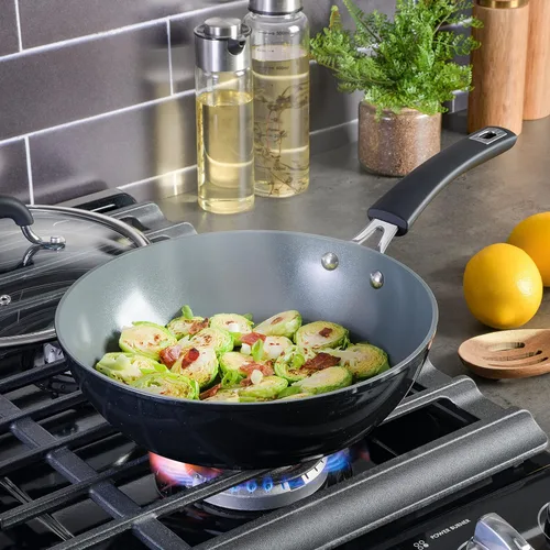 Miniatura 6 de Kenmore Arlington Sartén de aluminio de 3.5 cuartos de galón con tapa y tapa - Diamante negro