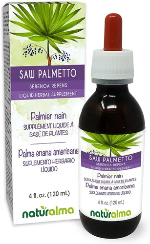 Naturalma Saw Palmetto (Serenoa repens o Sabal serrulata) Tintura sin alcohol de frutas - Extracto líquido en gotas de 4 onzas líquidas - Suplemento