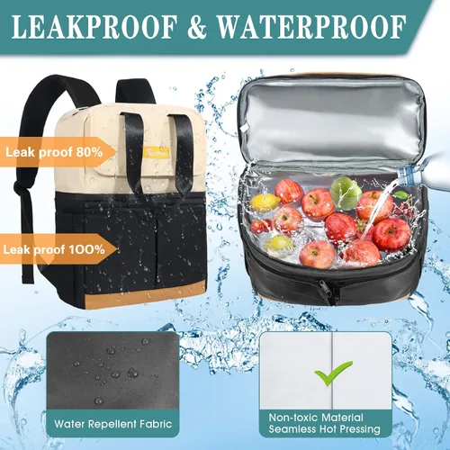 Miniatura 3 de Scothen Mochila Enfriadora con Doble Cubierta y 12 Paquetes de Hielo - Mantiene 36 Latas Frías por Hasta 24 Horas - Mochila Enfriadora Aislada