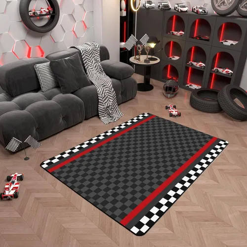 Miniatura 2 de Alfombra de Juego de Autos de Carreras para Niños, Alfombras de Juego para Niños, Alfombra de Sala de Juegos para Niños con Respaldo de Goma
