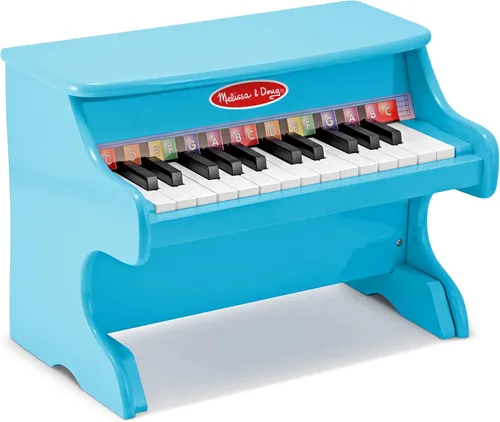 Melissa & Doug Piano para aprender a tocar con 25 teclas y cancionero codificado por colores, color azul