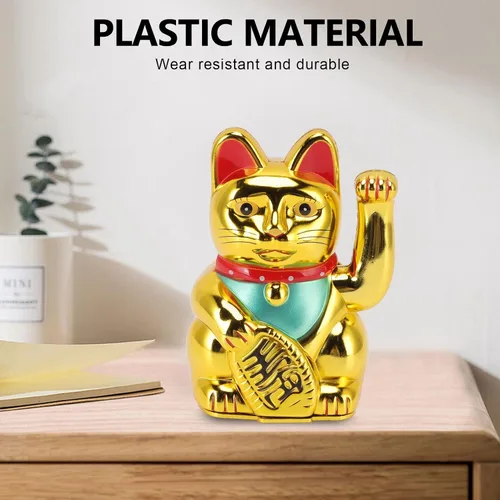 Miniatura 7 de Lucky Fortune Cat, gato de la suerte japonés con brazo agitado, figura de gato de buena suerte de Feng Shui, funciona con pilas, adorno