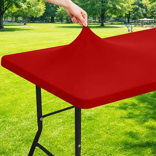 Miniatura 39 de Moosfor Mantel rectangular de elastano de 4 pies, manteles elásticos ajustables para pícnic, funda elástica y lavable para mesa de patio para Azul