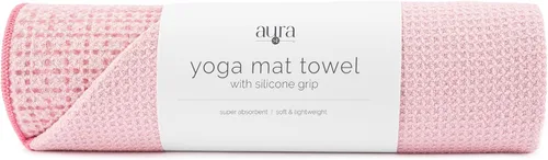Miniatura 11 de S&T INC. Toalla para esterilla de yoga con agarre antideslizante, agarre de silicona mejorado, suave y absorbente para gimnasio, pilates y yoga