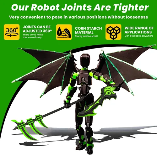 Miniatura 3 de Juego de figuras de acción T13 (ensamblaje completado), maniquí 13, robot articulado con alas demoníacas, robot Titan 13, Misión 13, accesorios