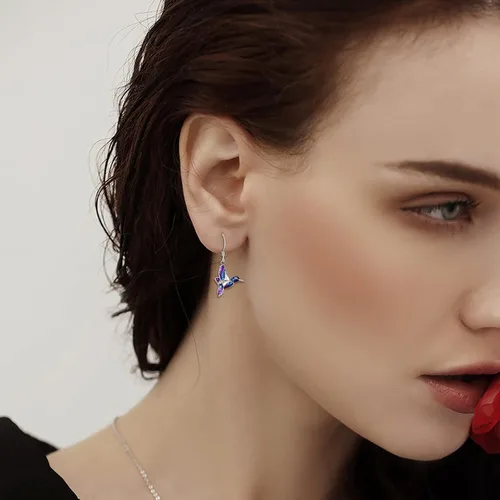 Miniatura 2 de YFN Aretes de colibrí, diseño de pájaro, plata de ley 925, regalos de joyería para mujer