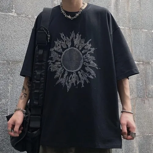 Miniatura 4 de Camiseta gótica Y2K para hombres y mujeres, camiseta oscura Academia Sun Graphic Tops Japonés Coreano Emo Alt Hip Hop Camisas sueltas Blusa