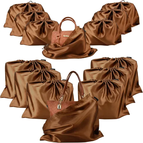 GONGKANGYUAN 12 bolsas antipolvo para bolsos y bolsos, organizador de almacenamiento de bolsos de satén con cierre de cordón protector de bolso