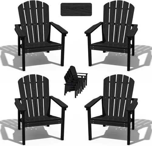 Miniatura 31 de nevilywood Sillas Adirondack compactas apilables, sillas de patio de polietileno de alta densidad de 26.3 pulgadas de ancho, duraderas, diseño que