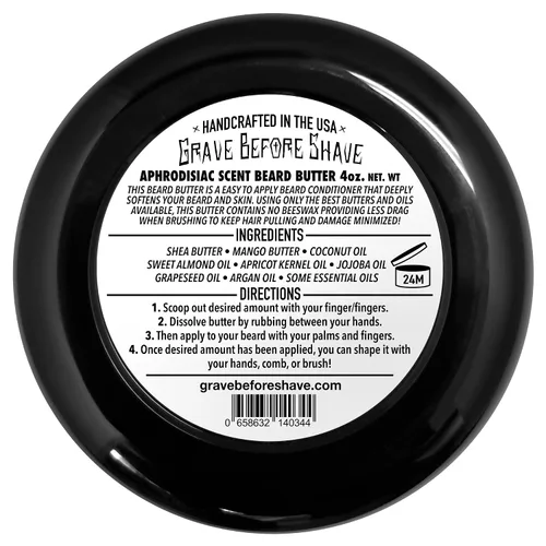 Miniatura 4 de Grave Before Shave Mantequilla acondicionadora de barba con aroma de cuero/madera de cedro, 4 onzas.