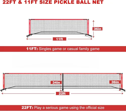 Miniatura 6 de Fostoy Portable Pickleball Net Set with Wheels, Regulation Size 22 FT & Half Court 11 FT, Steady Metal Frame Pickle Ball Net Set System with Carry