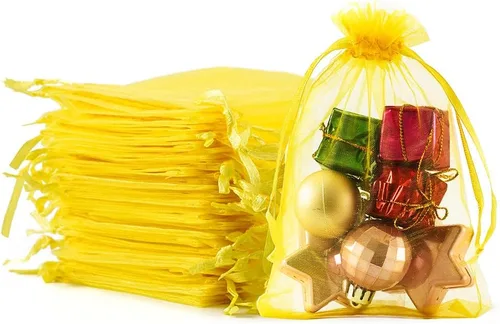 Miniatura 11 de Meowoo 100 bolsas de organza, bolsas de malla pequeñas de 3 x 4 pulgadas con cordón, bolsas de regalo de malla con cordón para joyas, dulces