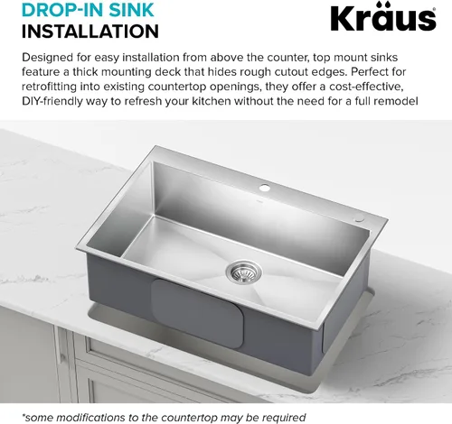 Miniatura 7 de KRAUS Standart PRO KHT300-28 - Fregadero de cocina de acero inoxidable de 28 pulgadas, calibre 16, cuenco individual de 2 agujeros, de acero