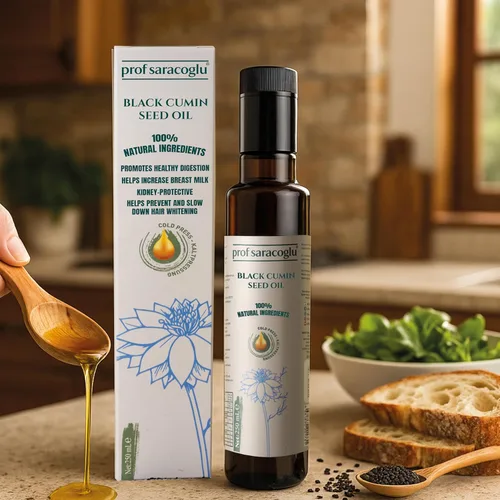 Miniatura 5 de Prof Saracoglu Botella de vidrio prensado en frío con aceite de semilla negra de alta calidad, Nigella Sativa turca, sin refinar y sin disolventes