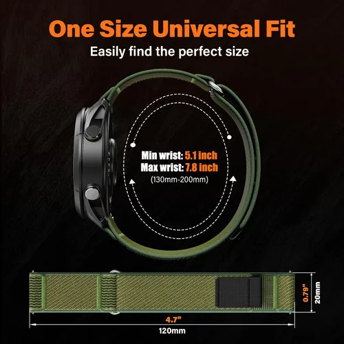 Miniatura 5 de ANCOOL Correa de nylon para reloj Compatible con Garmin Vivoactive 5/6/3/Forerunner 245/165/55, Correa de reloj de liberación rápida de 20mm