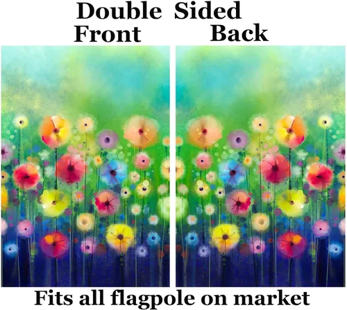 Miniatura 2 de Bandera abstracta de acuarela para primavera y verano, flores verdes de temporada, 28 x 40 pulgadas, poliéster de doble cara de bienvenida, bandera