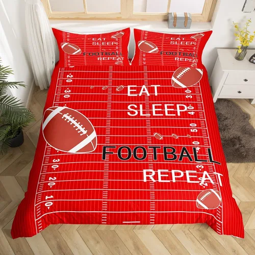 Miniatura 39 de jejeloiu Juego de ropa de cama de fútbol para niños, tamaño individual, juego de funda de edredón de fútbol para niños y niñas, funda de edredón