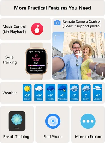 Miniatura 6 de Reloj inteligente para mujer y hombre Android y iPhone [2 bandas, caja de 44mm], Alexa incorporado, reloj inteligente de 1.83" para hacer/responder