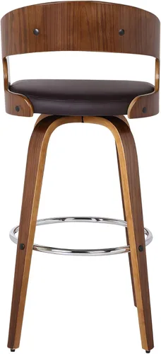 Miniatura 6 de Armen Living Shelly 26" Altura del Asiento Taburete Giratorio de Bar de Estilo Moderno de Mediados del Siglo para Isla de Cocina y Encimera en Cuero