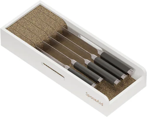 SpaceAid Organizador de Cajón para Cuchillos Inserto de Bambú, Soporte para Cuchillos de Carne de Cocina Organizadores Bloque para Cajón en