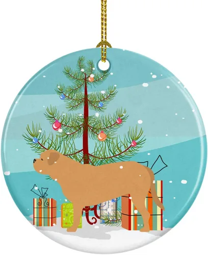 Miniatura 80 de Caroline's Treasures Bulldog inglés «Merry Christmas» adorno de cerámica para árbol de Navidad, decoración colgante para el hogar, Navidad, fiestas