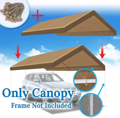 Miniatura 2 de BenefitUSA Canopy ONLY Toldo de repuesto de 10 x 20 pies, para exteriores, cubierta de lona con bolas elásticas (bronceado)