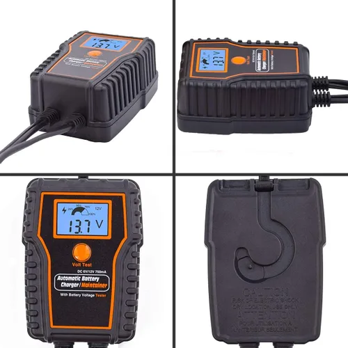 Miniatura 7 de Mantenedor de cargador de batería automótico de 12 voltios, 750 mA, cargador de flotador, con carga de flotador LCD, para motocicleta, ATV