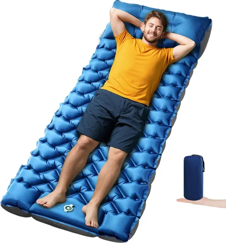 Miniatura 9 de Almohadilla de dormir para camping Oramoose, colchón inflable ultraligero de 4 pulgadas de grosor con almohada, almohadilla de dormir con bomba