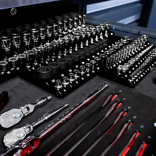 Miniatura 6 de Olsa Tools - Organizador magnético de llaves de vaso (accionamiento de 1/2 pulgada, 3 filas) - Organizador de herramientas magnético y soporte