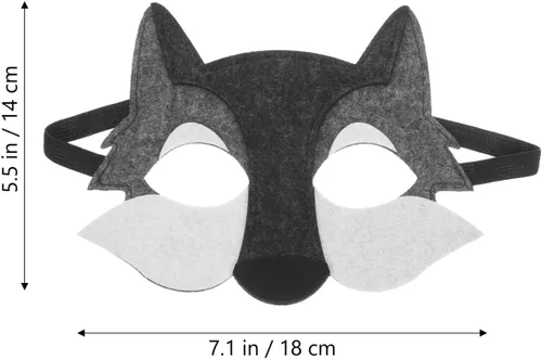 Miniatura 6 de Toyvian 3 máscaras de lobo de fieltro de animales de media cara máscara de disfraz decoración de disfraces regalos de fiesta para niños que usan gris