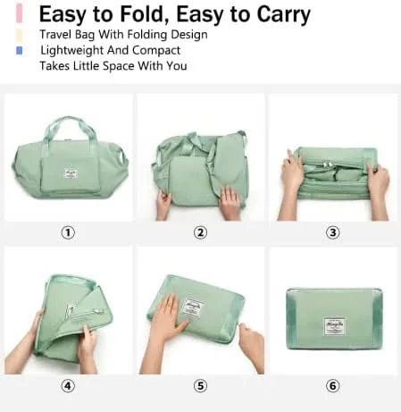 Miniatura 6 de Bolsa de viaje de gran capacidad, bolsa de lona expandible, resistente al agua, plegable, con compartimentos húmedossecos, bolsa de viaje de gran