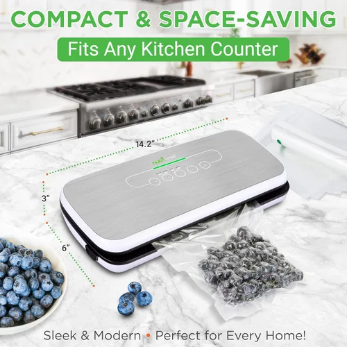 Miniatura 2 de NutriChef Sellador al vacío para alimentos – Máquina automática de sellado de aire para alimentos secos y húmedos, controles táctiles LED, incluye