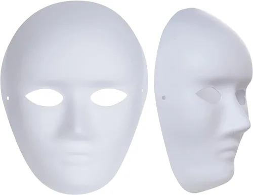 Miniatura 2 de Yookat 9 máscaras faciales completas para bricolaje, máscara blanca lisa de cara completa, máscara pintable en blanco, máscaras de Mardi Gras