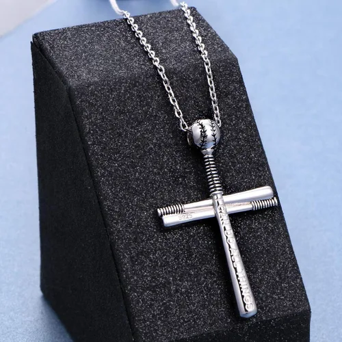 Miniatura 2 de Mens S925 Sterling Silver Large Cross Pendant Necklace 24 Inches Silver Chain