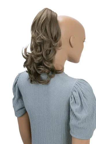 Miniatura 4 de PRETTYSHOP - Extensión de cabello rizado voluminoso, cola de caballo de 14 pulgadas con clip, resistente al calor